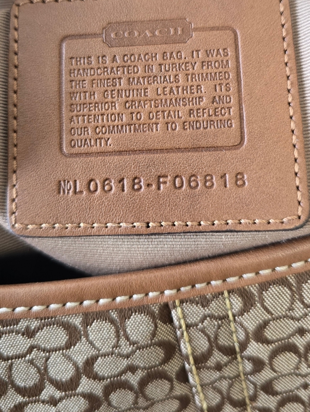 Coach Soho Flap  Signature Canvas Shoulder Bag in Tan and Brown -size Small - Picture 11 of 11